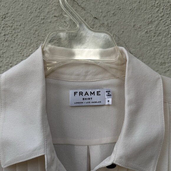 Frame Size M Le Tuxedo Silk Blouse Light Blush Pink Pinktuck Pleats Long Sleeves - Picture 4 of 7